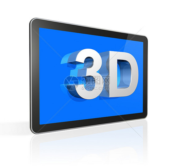 带有3D文字的 3D 电视屏幕视频平板技术平面电子产品金属展示反射电脑显示器电脑图片