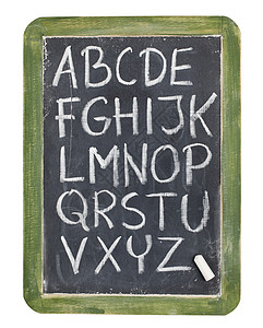 黑板上以粉笔字母排列的字母表图片