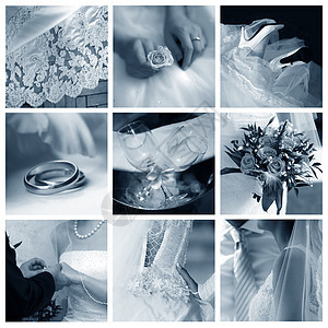 婚礼照片套装玻璃戒指丝带宝石鞋类新娘衣领面纱装饰图片