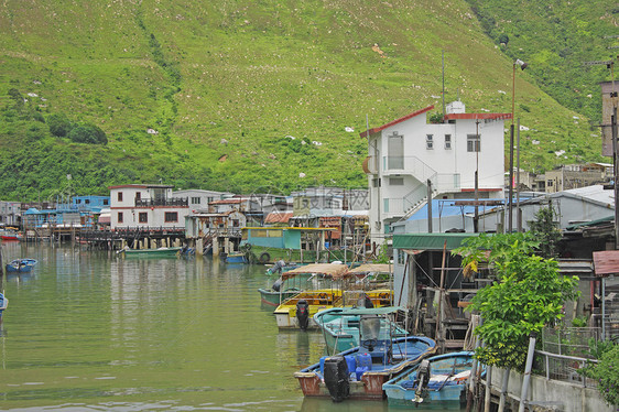 Tai O钓鱼村 香港有高楼小屋蓝色城市天空窝棚住宅旅行村庄风化建筑棚户区图片