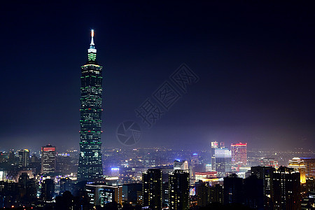 台北晚上景观地标地平线商业场景建筑天空城市风景天堂图片