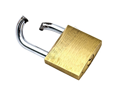 折断锁挂锁白色安全钥匙黄铜金属图片