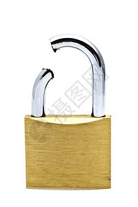 折断锁金属黄铜钥匙白色挂锁安全图片
