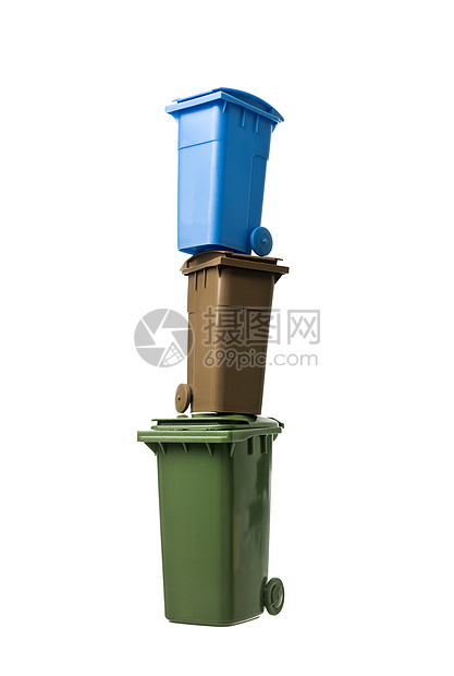 回收纸箱塔台垃圾桶环境问题塑料垃圾白色回收站蓝色处理废物棕色图片