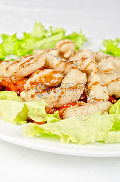 烧烤的肉饮食盘子午餐胡椒海鲜食物蔬菜壁球鱼片茄子图片
