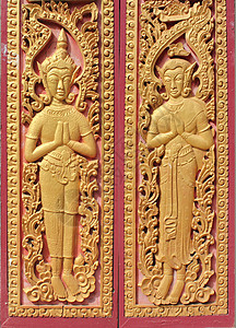 门外装饰木头遗产装饰品雕像雕刻入口手工金子寺庙宗教传统图片