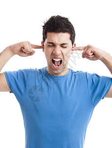 请安静尖叫黑发疼痛耳聋成人噪音男性压力耳朵男人图片