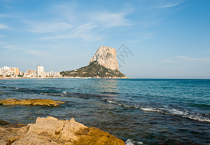 Calpe 算数岩石晴天建筑物阳光旅游海滩海岸地标水平海洋图片