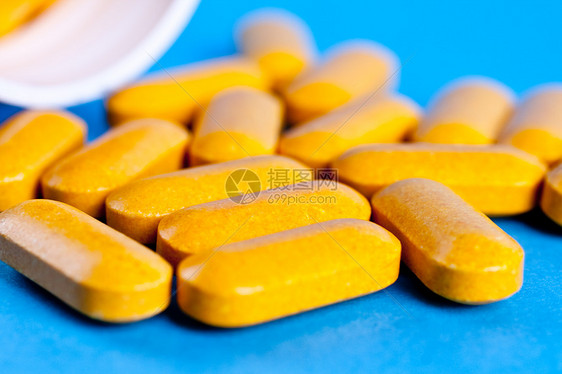 以药片形式补充药店卫生化学蓝色黄色草本处方胶囊科学药品图片