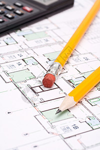 工程和建筑图绘制图铅笔项目计算器住宅草图蓝图设计财产承包商计算机图片
