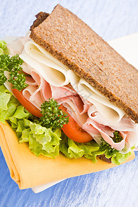 奶酪和火腿三明治食物面包毛巾食品斯拉塔火腿小吃香菜图片