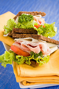 奶酪和火腿三明治面包斯拉塔香菜毛巾火腿小吃食物食品图片