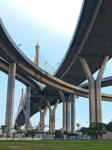 Bhumibol桥的一部分建筑学地标工程场景运输风景草原天空植物蓝色图片