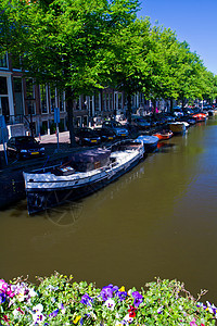 阿姆斯特丹的一条运河建筑学建筑圆顶教会首都遗产风格历史游客城市图片