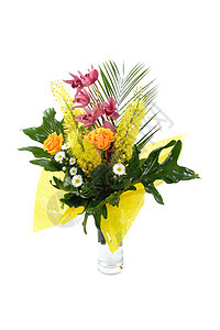 花的布束庆典美丽植物群叶子植物白色花束展示礼物橙子图片