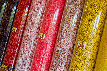 糖果店泻药甜心食物摊位黄色市场童年小吃育肥红色图片