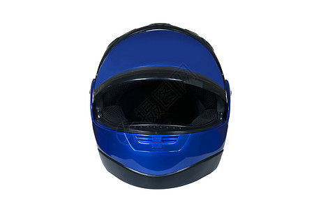 带有面罩的摩托车头盔事件保险赛车黑色玻璃伤害白色对象安全蓝色图片