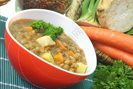 冷冻炖菜棕色土豆蔬菜午餐扁豆香菜豆类芹菜图片