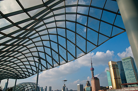 从 puxi 的上海布东风景蓝色商业景观地标办公室高楼摩天大楼城市珍珠外滩图片