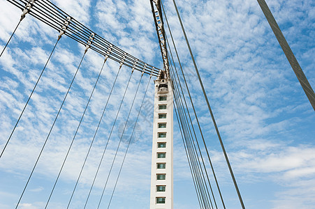 悬吊桥水平建筑学基础设施吊桥电缆金属跨度力量图片