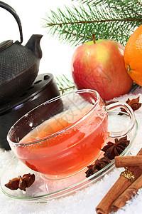 冬茶八角橙子香料茶壶肉桂茶杯酿造图片