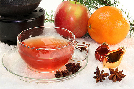 冬茶八角肉桂茶杯茶壶橙子酿造香料图片