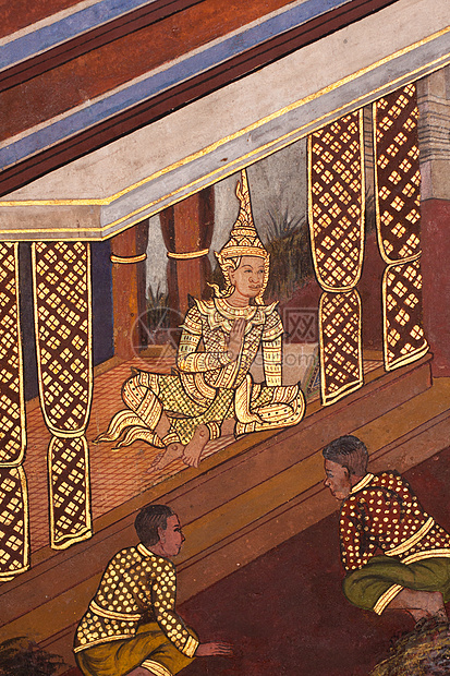 泰国模式文化艺术场景绘画金子动物寺庙绿色建筑宗教图片