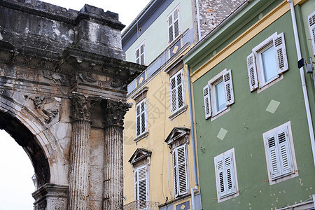 塞尔吉乌斯拱门 罗马门 在普拉 克罗地亚图片