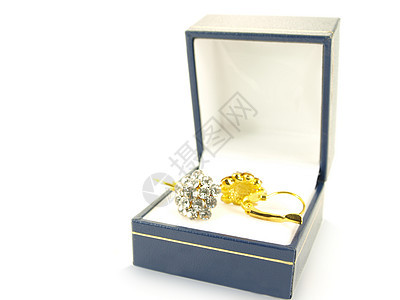 钻石耳环未婚妻装饰品婚礼海绵水晶婚姻盒子奢华财富礼物背景图片