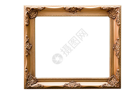 孤立木质框架边界利润木头正方形装饰品画廊照片绘画金子盒子图片