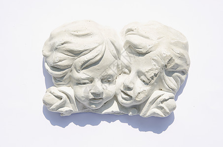 两位古老的石灰化天使头雕塑艺术记忆白色精神图片