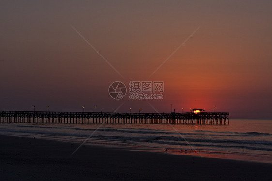 海洋日出码头日落海景海岸太阳阳光天空图片