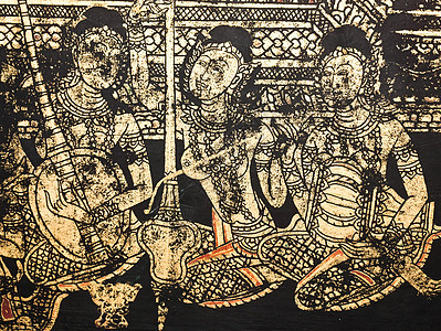 古老的泰海绘画风格建筑教会狮子寺庙旅行古董故事传奇文化工艺图片