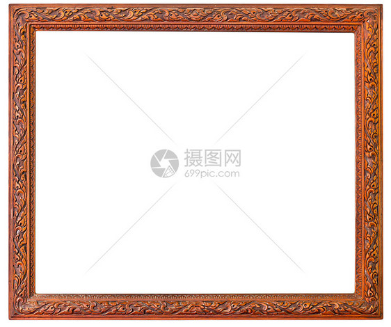 孤立的旧相片框小路框架装饰品金子展览盒子正方形木头风俗利润图片