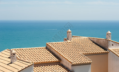 地中海的建筑架构烟囱房子海景海洋水平晴天阳光房地产风景外表图片