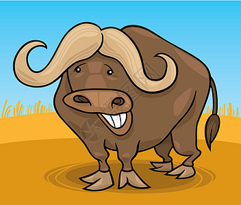非洲水牛快乐插图生物动物哺乳动物异国情调荒野动物园卡通片图片