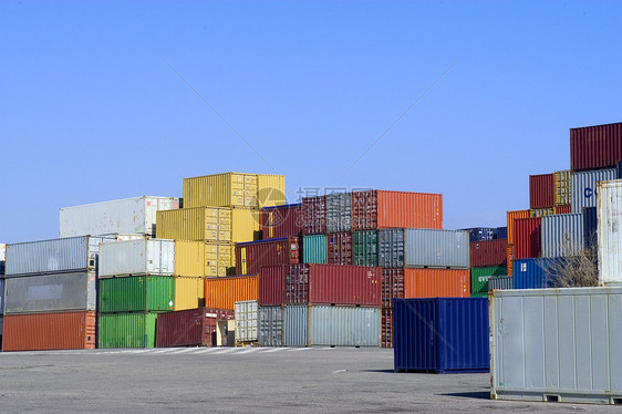 集装箱集装箱在港口托运大部分卸载运输船运血管贸易工业送货进口商业图片
