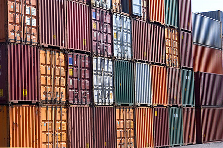 集装箱集装箱在港口托运起重机金属贸易运输船厂国际载体大部分货运出口图片