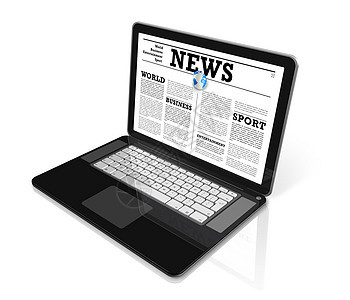 白色的笔记本电脑上的新闻监视器全球屏幕小路电子商业网络黑色键盘互联网图片