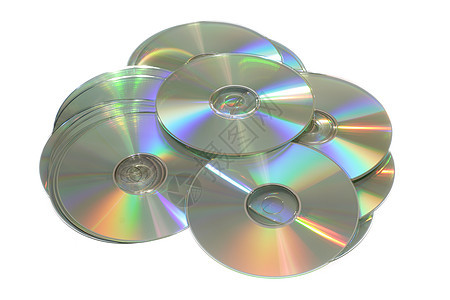 cd 或 dvd 盘片磁盘光谱彩虹数字化贮存技术光盘折射视频白色背景图片