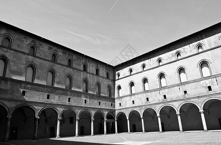 米兰城堡白色建筑学黑色图片