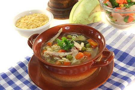 鸡汤玉米面条营养菜花萝卜食物蔬菜汤锅午餐韭菜图片