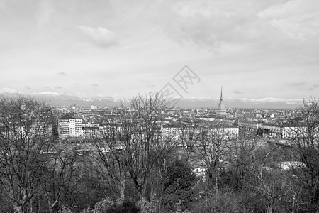 都灵视图城市全景黑色白色天际鸟眼爬坡中心图片