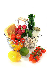 购物篮烹饪素食大葱厨房蔬菜牛奶健康饮食购物篮子图片