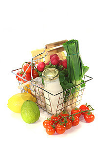 购物篮厨房蔬菜烹饪大葱食物健康牛奶篮子饮食萝卜图片
