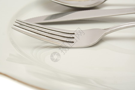 带刀叉的空板餐具早餐盘子接待餐厅用具刀具美食环境自助餐图片