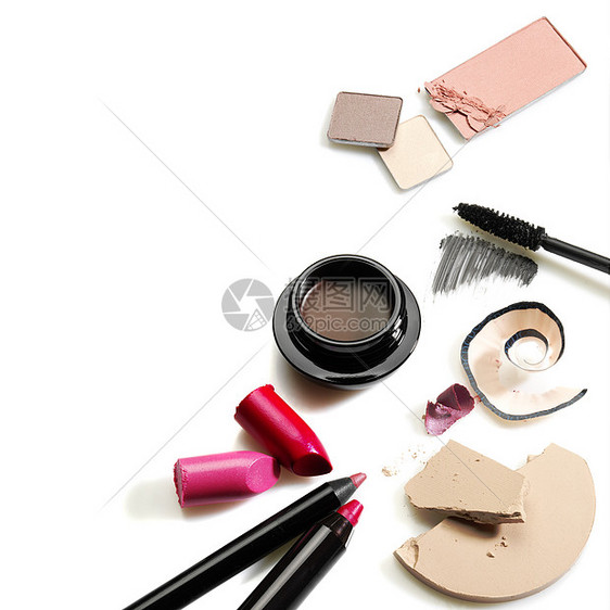 一套化妆品香粉魅力口红个人产品美容配饰设计元素白色图片
