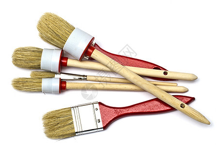 油漆笔刷艺术家木头白色头发画家尺寸工作刷子红色画笔图片
