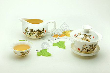 新的骨瓷茶枫叶绿茶茶具风扇碗盖国画新骨头元素白瓷茶杯图片