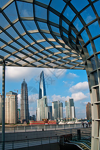 从 puxi 的上海布东风景高楼场景旅行办公室金融地标商业城市蓝色外滩图片